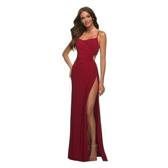La Femme Red Side Cutout Gown Style 30439 NWT - Picture 1 of 12